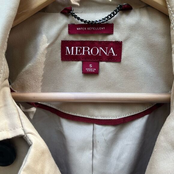MERONA DOUBLE BREASTED TAN TRENCH COAT SMALL - Picture 3 of 8
